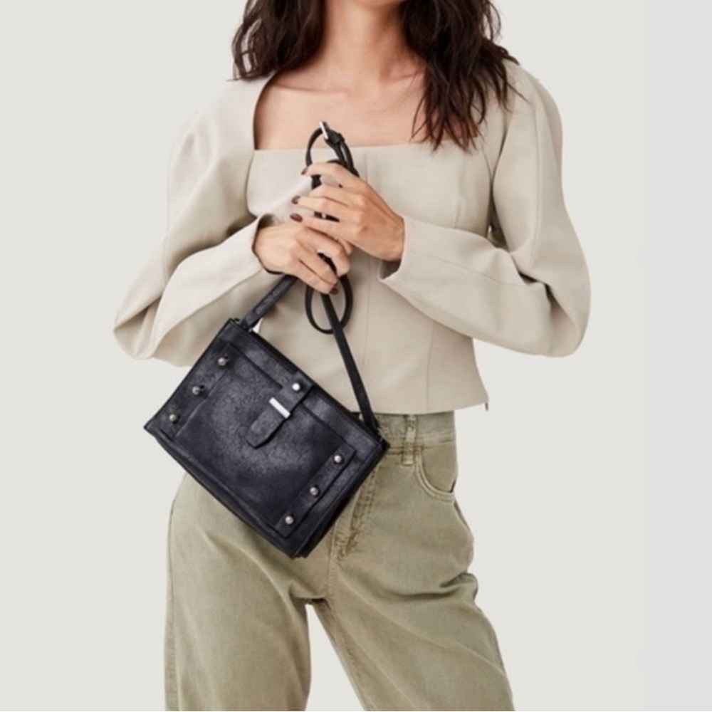 Botkier Black Leather Crossbody Organizer Bag Leather